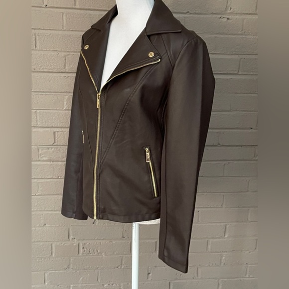 Kenneth Cole Brown Faux Leather Jacket M - Picture 9 of 12